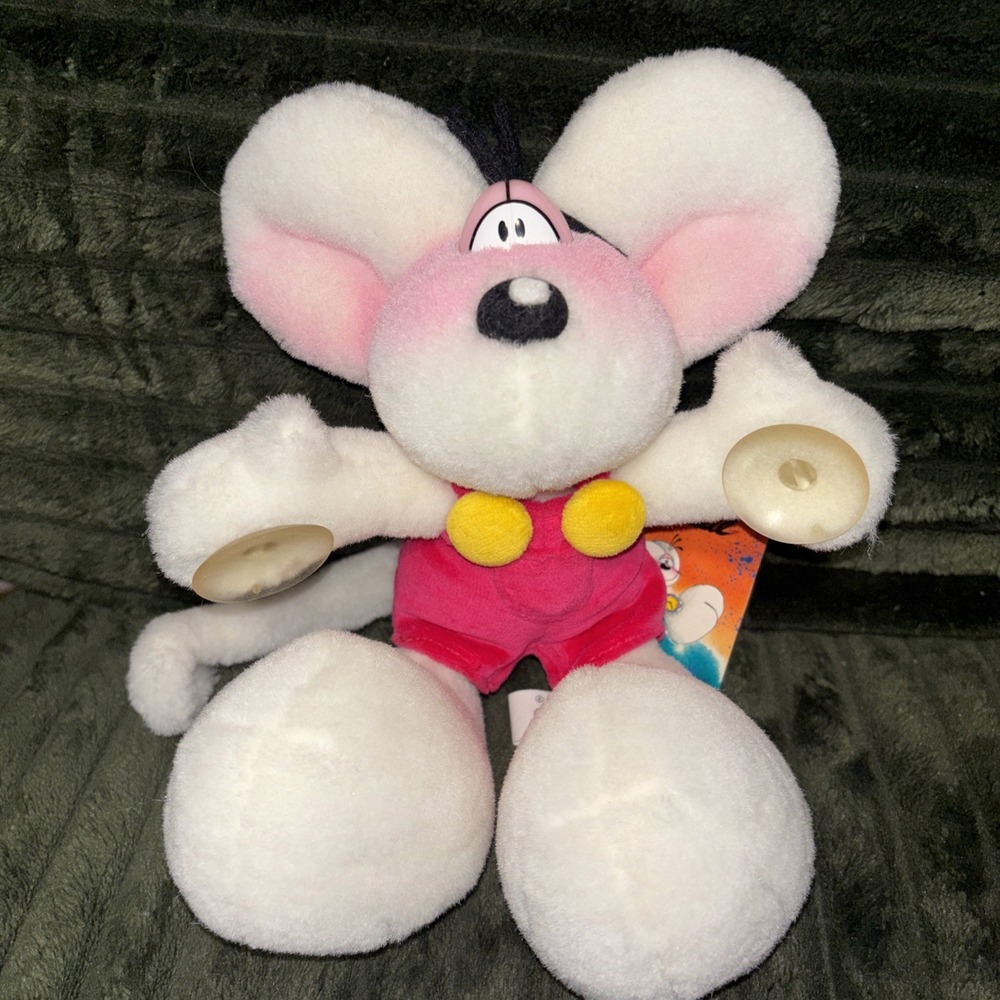 Vtg‎ German Diddle Mouse Goletz Thomas Plush Window Cling Suction Cups 90s 10"